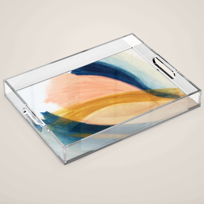 Slow as the Mississippi - Acrylic abstract with pink, blue, and brown Acrylic Tray Gallery Image 1