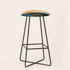 Slow as the Mississippi - Acrylic abstract with pink, blue, and brown Stool Gallery Image 1