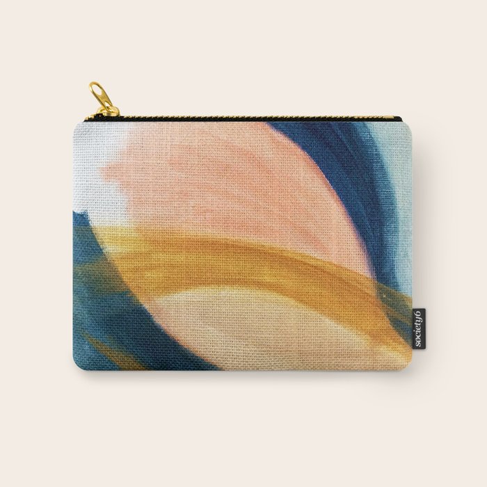 Slow as the Mississippi - Acrylic abstract with pink, blue, and brown Carry All Pouch Gallery Image 1