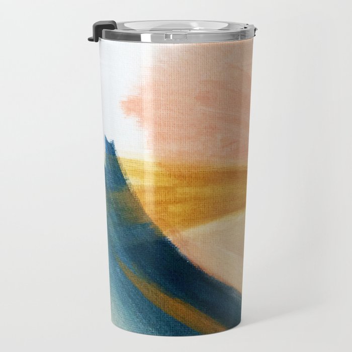 Slow as the Mississippi - Acrylic abstract with pink, blue, and brown Travel Mug Gallery Image 3