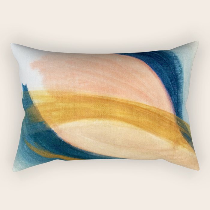 Slow as the Mississippi - Acrylic abstract with pink, blue, and brown Rectangular Pillow Gallery Image 2