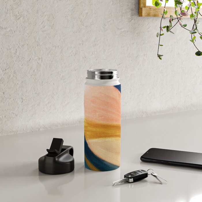 Slow as the Mississippi - Acrylic abstract with pink, blue, and brown Water Bottle Gallery Image 5