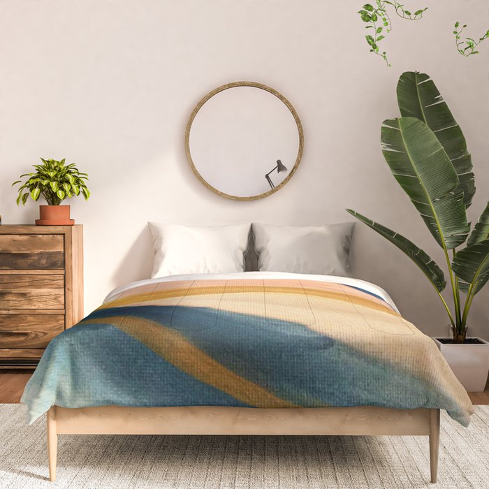 Slow as the Mississippi - Acrylic abstract with pink, blue, and brown Comforter Gallery Image 3