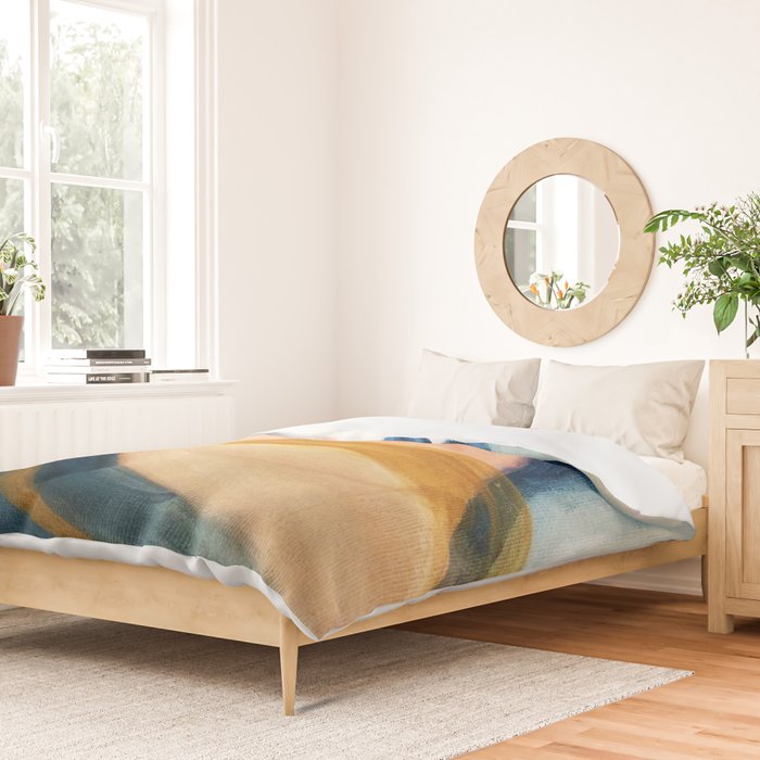Slow as the Mississippi - Acrylic abstract with pink, blue, and brown Duvet Cover Gallery Image 2