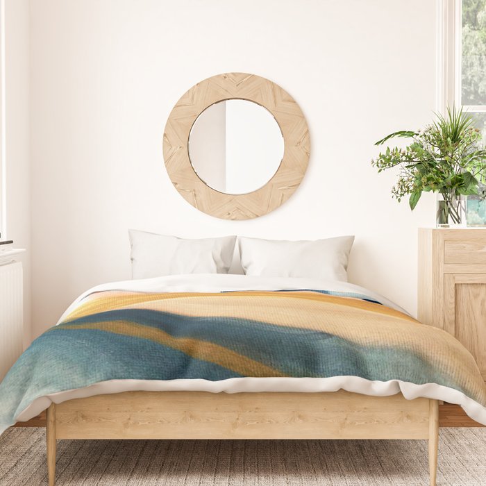 Slow as the Mississippi - Acrylic abstract with pink, blue, and brown Duvet Cover Gallery Image 3