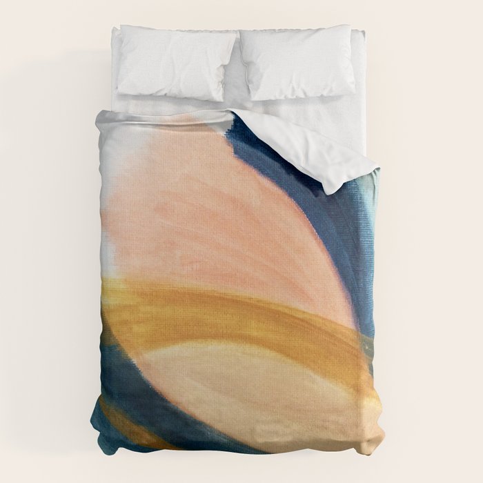 Slow as the Mississippi - Acrylic abstract with pink, blue, and brown Duvet Cover Gallery Image 6
