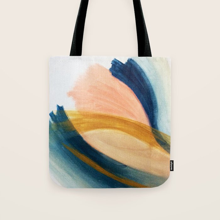 Slow as the Mississippi - Acrylic abstract with pink, blue, and brown Tote Bag Gallery Image 1