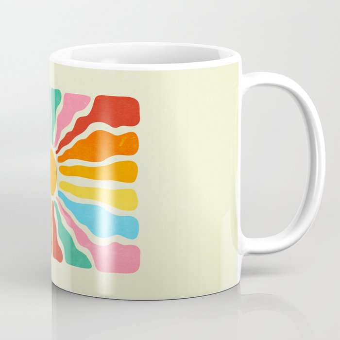 Retro Sun Waves: Rainbow Edition Coffee Mug Gallery Image 1