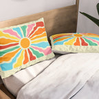 Retro Sun Waves: Rainbow Edition Pillow Sham Gallery Image 2