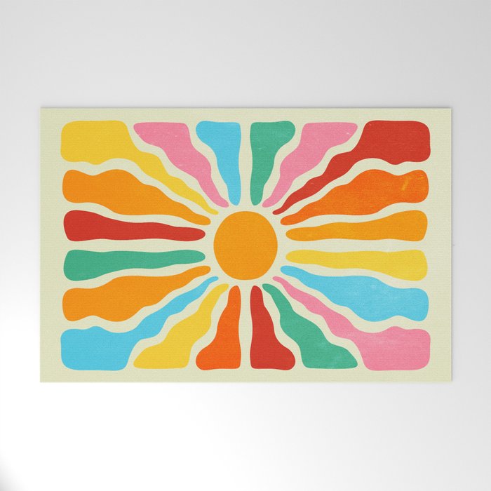 Retro Sun Waves: Rainbow Edition Welcome Mat Gallery Image 1