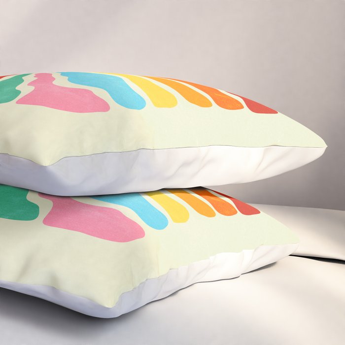 Retro Sun Waves: Rainbow Edition Pillow Sham Gallery Image 3