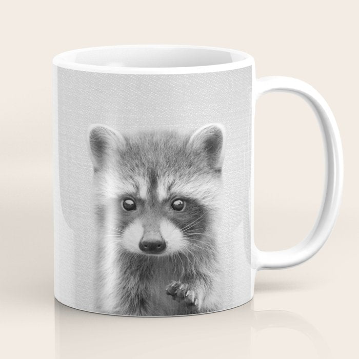 Raccoon - Black & White Coffee Mug Gallery Image 1