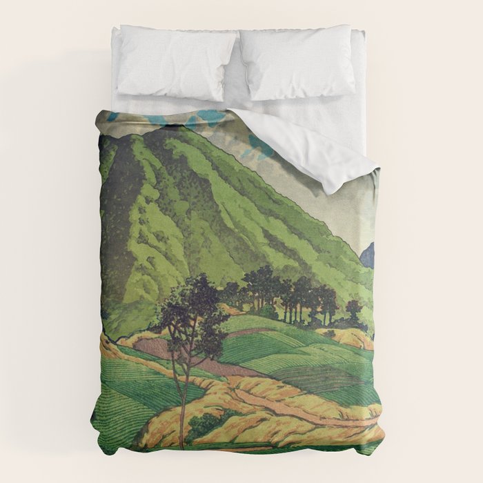 Crossing people's land in Iksey - Summer Green Mountain Ukiyoe Nature Landscape Duvet Cover Gallery Image 6