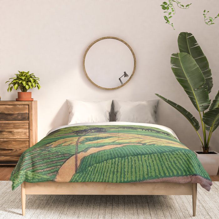 Crossing people's land in Iksey - Summer Green Mountain Ukiyoe Nature Landscape Comforter Gallery Image 3