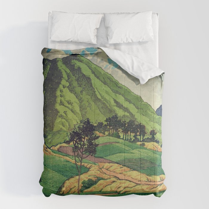 Crossing people's land in Iksey - Summer Green Mountain Ukiyoe Nature Landscape Comforter Gallery Image 6