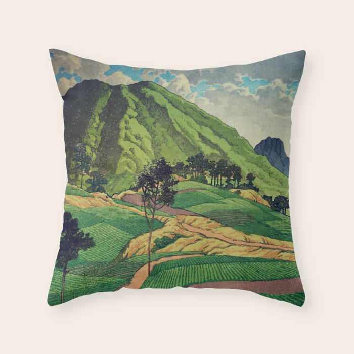 Crossing people's land in Iksey - Summer Green Mountain Ukiyoe Nature Landscape Throw Pillow Gallery Image 6
