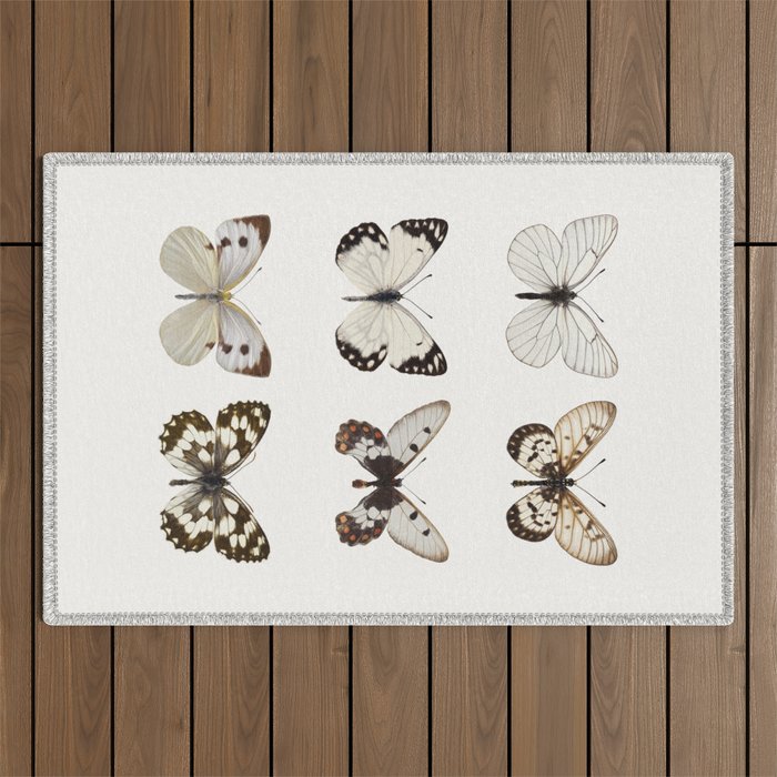Butterflies in Neutral Colors Outdoor Rug Gallery Image 1