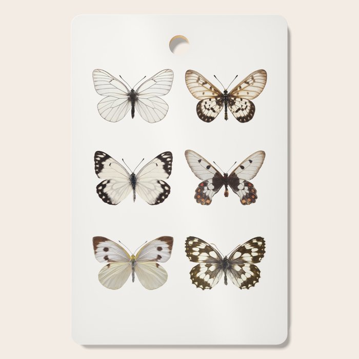 Butterflies in Neutral Colors Cutting Board Gallery Image 1
