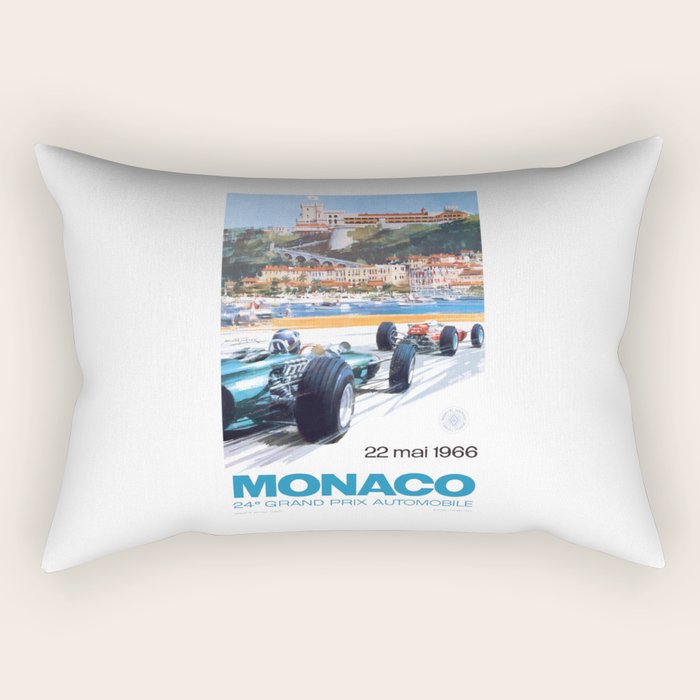 1966 MONACO Grand Prix Racing Poster Rectangular Pillow Gallery Image 2