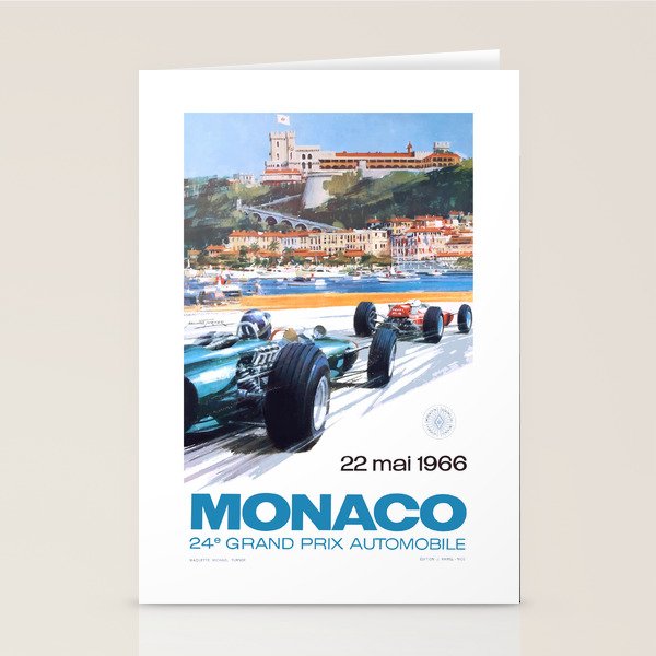 1966 MONACO Grand Prix Racing Poster Stationery Card Gallery Image 2