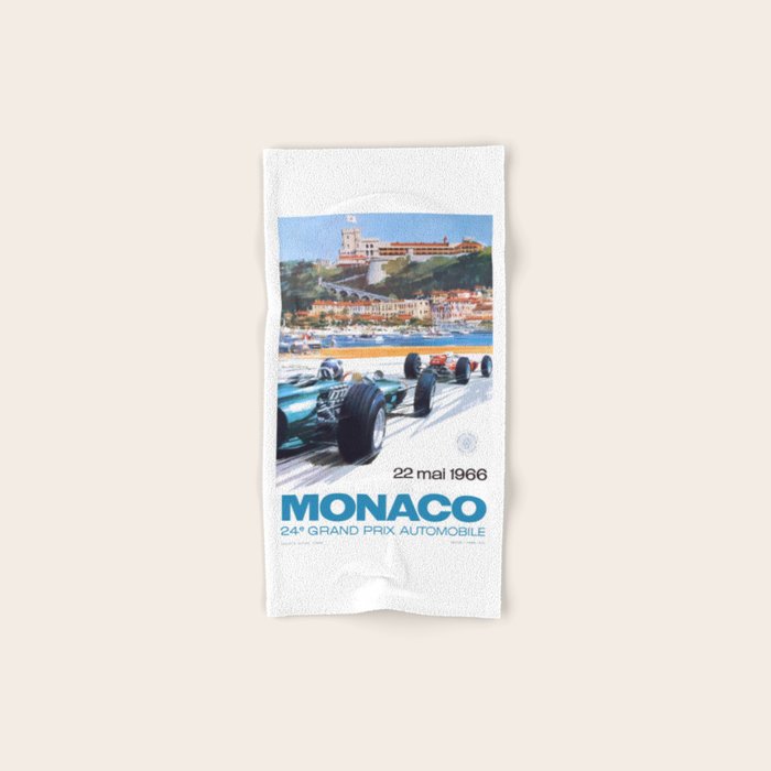 1966 MONACO Grand Prix Racing Poster Bath Towel Gallery Image 1