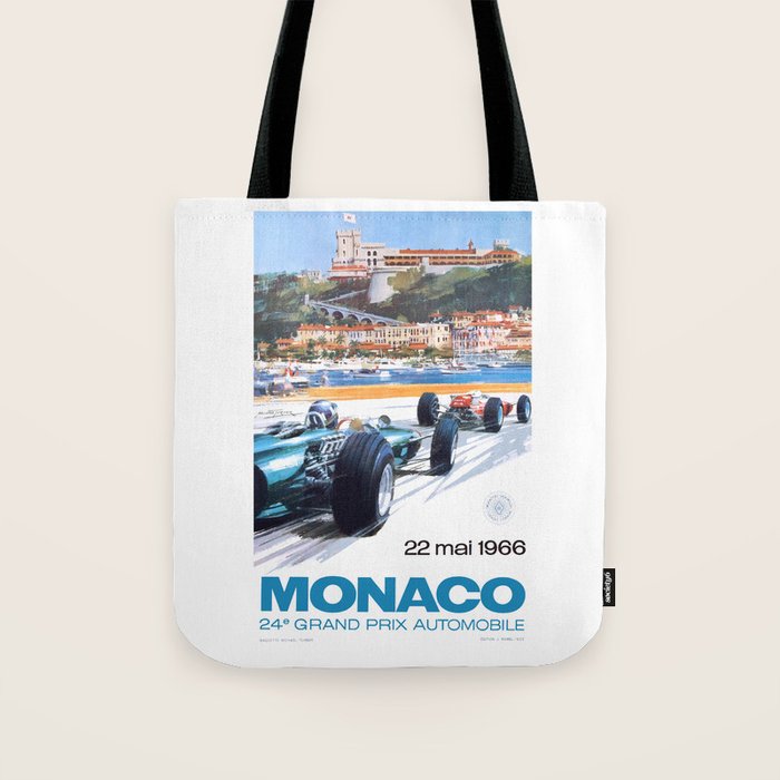 1966 MONACO Grand Prix Racing Poster Tote Bag Gallery Image 1