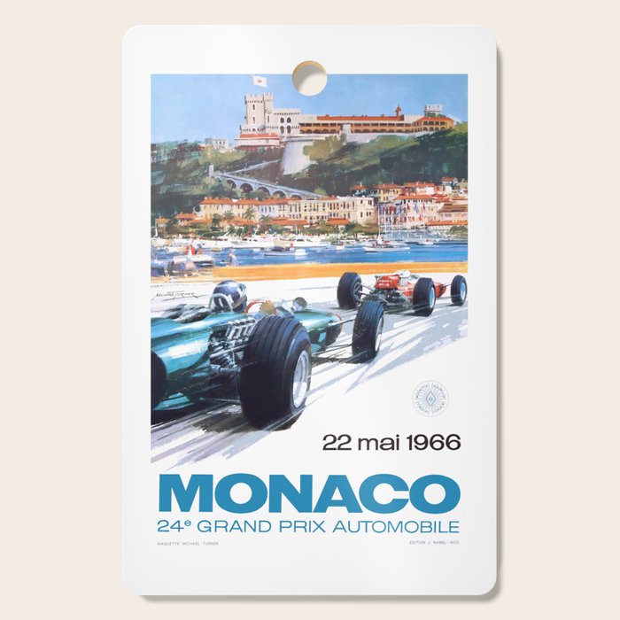 1966 MONACO Grand Prix Racing Poster Cutting Board Gallery Image 1
