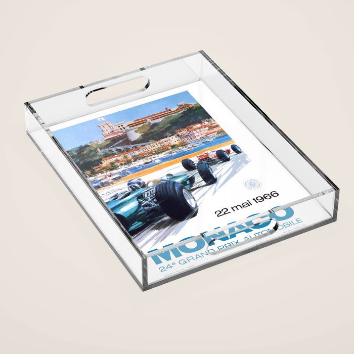 1966 MONACO Grand Prix Racing Poster Acrylic Tray Gallery Image 1
