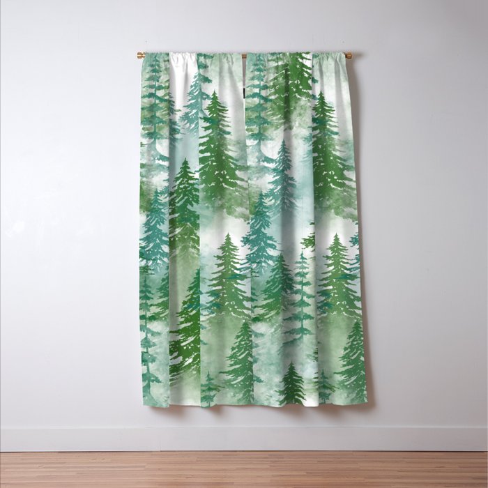 Pine Forest Blue Shade Window Curtain Gallery Image 3