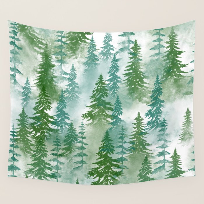 Pine Forest Blue Shade Wall Tapestry Gallery Image 4