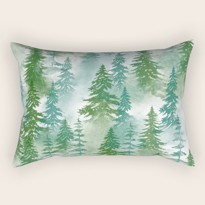 Pine Forest Blue Shade Rectangular Pillow Gallery Image 1
