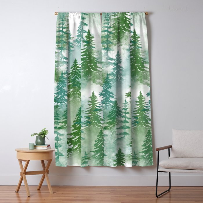 Pine Forest Blue Shade Window Curtain Gallery Image 5