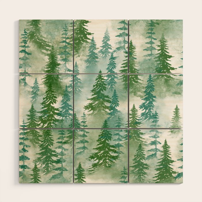 Pine Forest Blue Shade Wood Wall Art Gallery Image 1