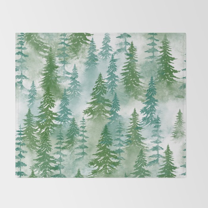 Pine Forest Blue Shade Throw Blanket Gallery Image 2