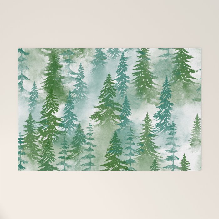 Pine Forest Blue Shade Welcome Mat Gallery Image 1