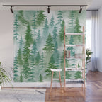 Pine Forest Blue Shade Wall Mural Gallery Image 1