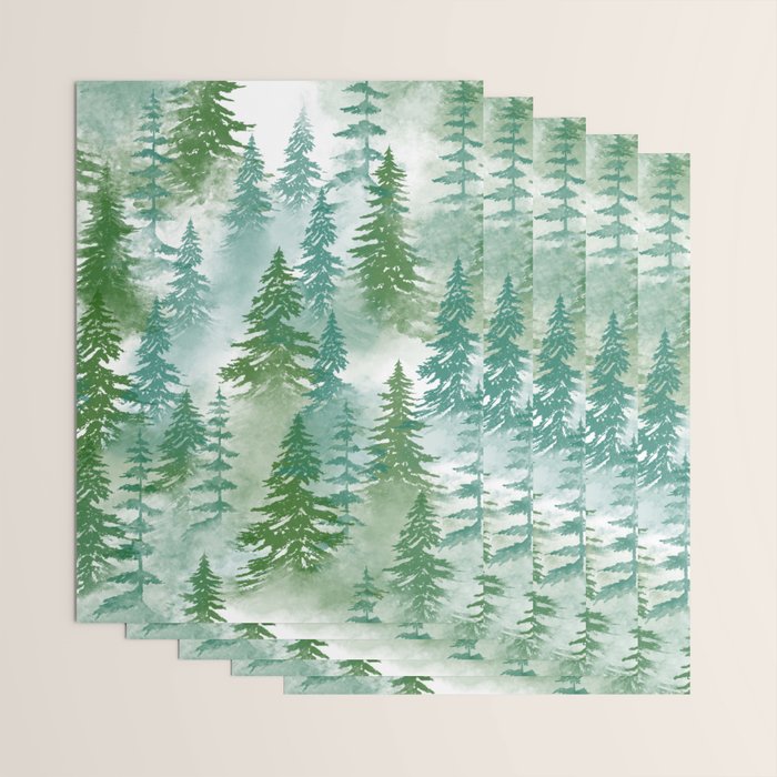 Pine Forest Blue Shade Wrapping Paper Gallery Image 3