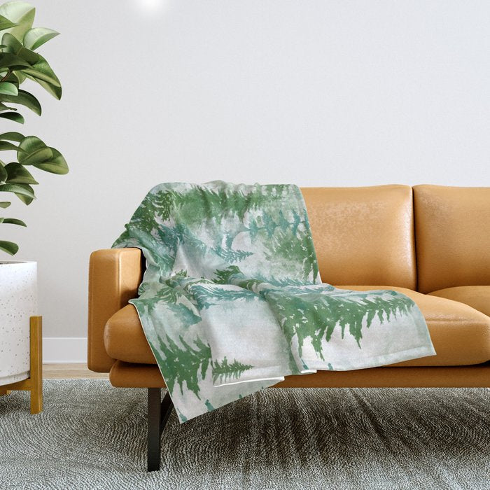 Pine Forest Blue Shade Throw Blanket Gallery Image 1