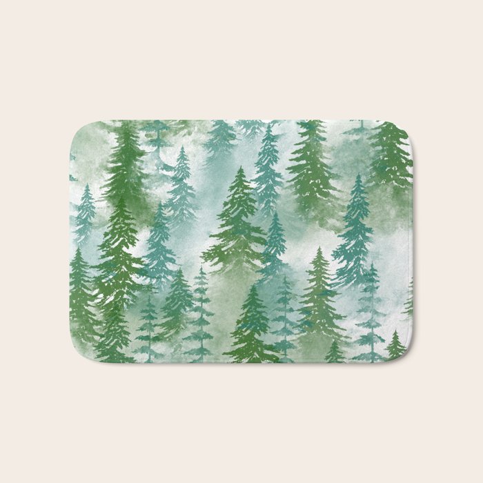Pine Forest Blue Shade Bath Mat Gallery Image 1