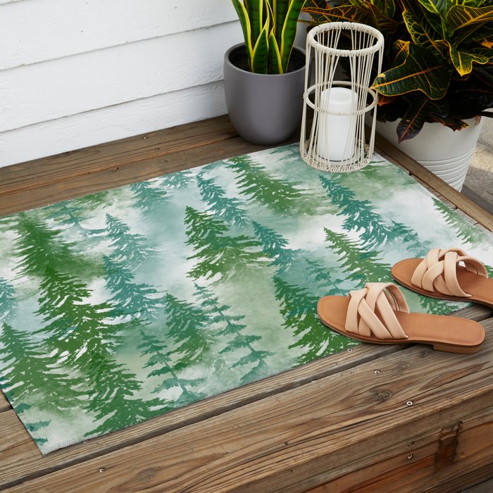 Pine Forest Blue Shade Outdoor Rug Gallery Image 2