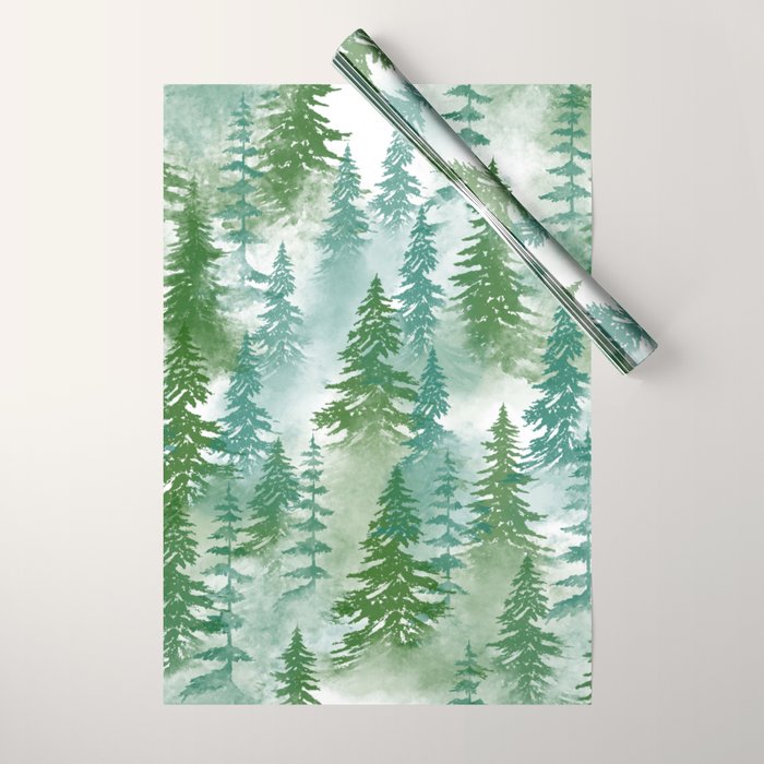 Pine Forest Blue Shade Wrapping Paper Gallery Image 1