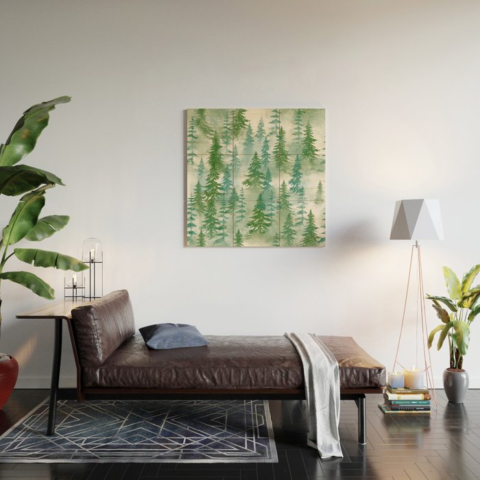 Pine Forest Blue Shade Wood Wall Art Gallery Image 2