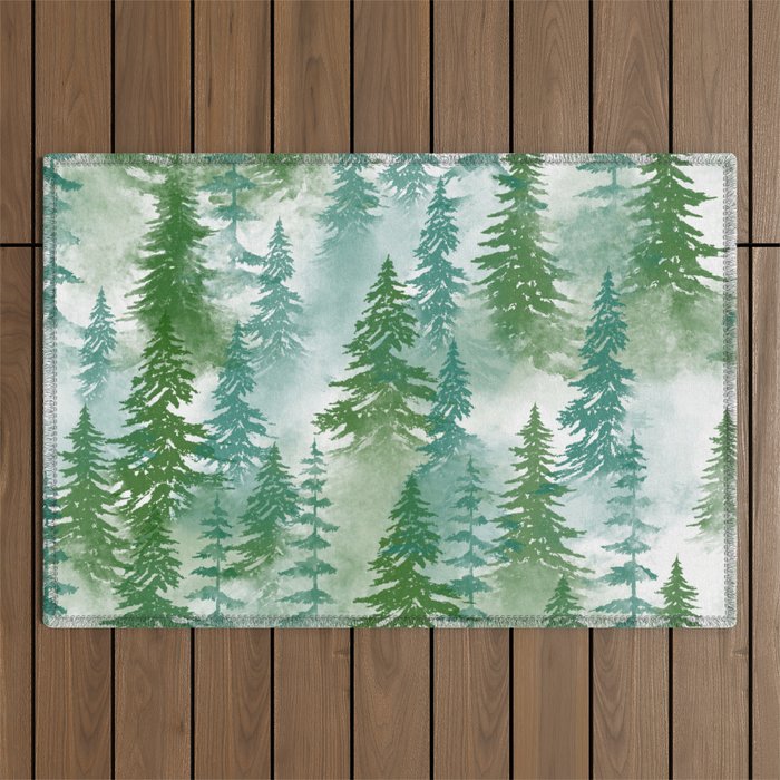 Pine Forest Blue Shade Outdoor Rug Gallery Image 1