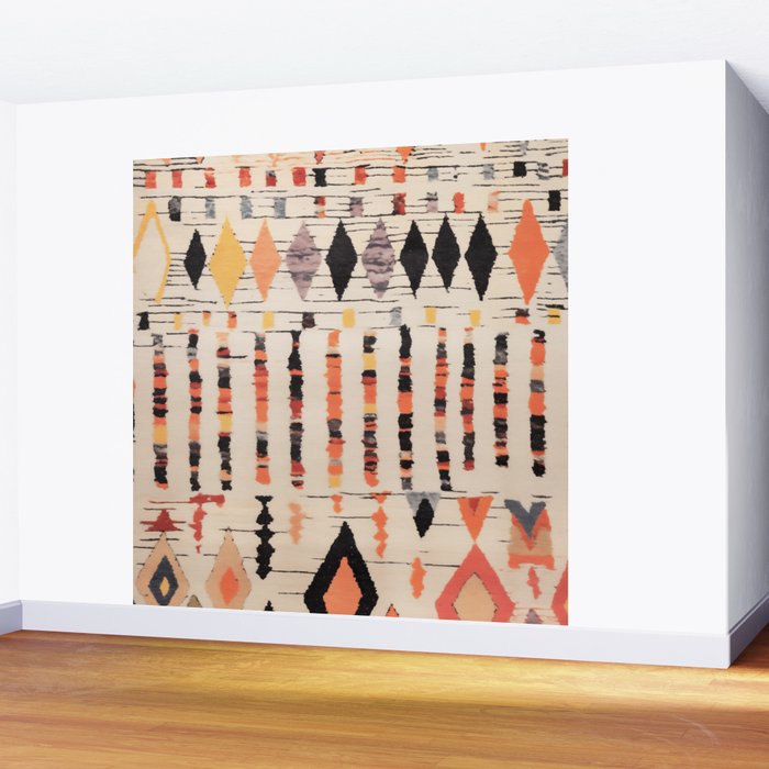 Moroccan Berber Rug Design No.46 - Multicolor, Ivory White Wall Mural Gallery Image 2