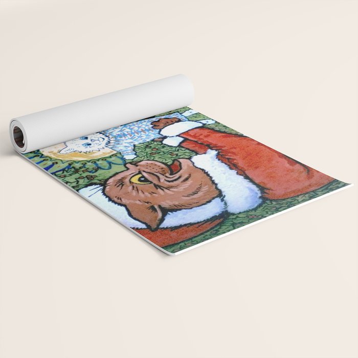 'Christmas Gift' Louis Wain Vintage Cat Yoga Mat Gallery Image 2