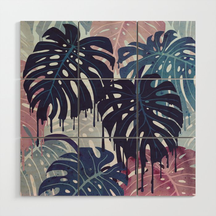 Monstera Melt Wood Wall Art Gallery Image 1