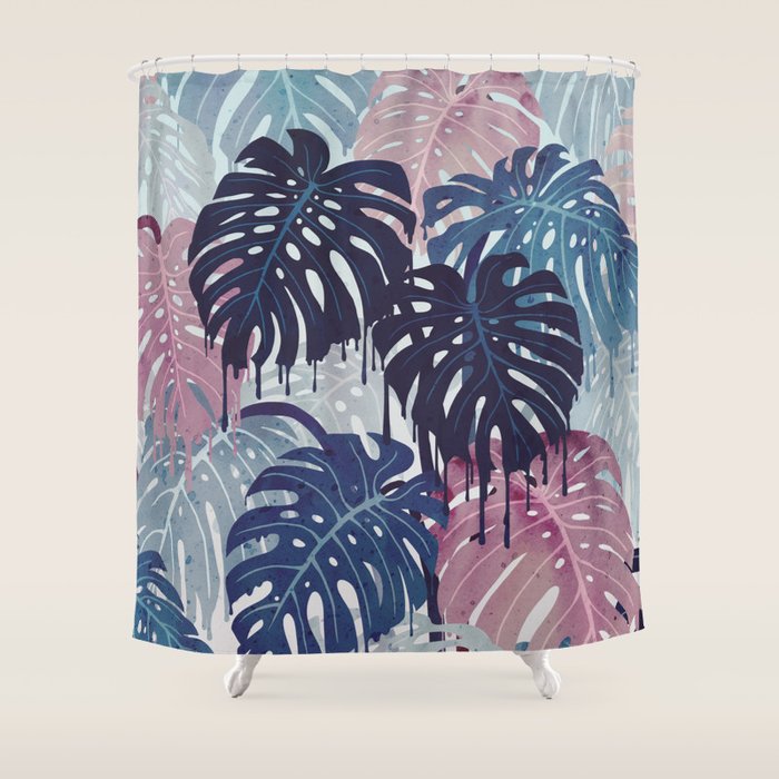 Monstera Melt Shower Curtain Gallery Image 1