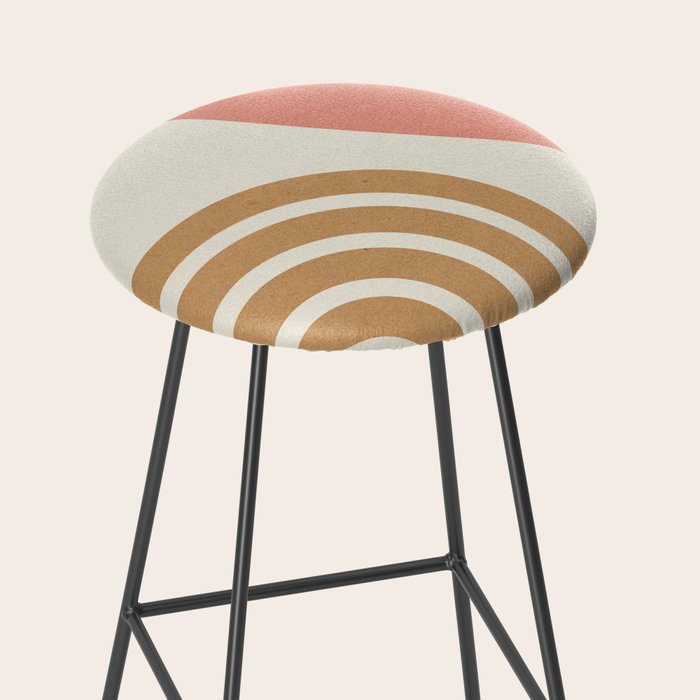 Mid century modern pink Sun and Rainbow Stool Gallery Image 2