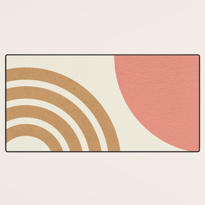 Mid century modern pink Sun and Rainbow Desk Mat Gallery Image 3