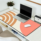 Mid century modern pink Sun and Rainbow Desk Mat Gallery Image 2